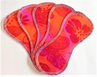 5 Wingless Contour Cloth Panty Liners - Pink and Orange Hawaiian