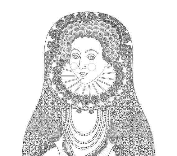 Download Queen Elizabeth I English Matryoshka Coloring Sheet file