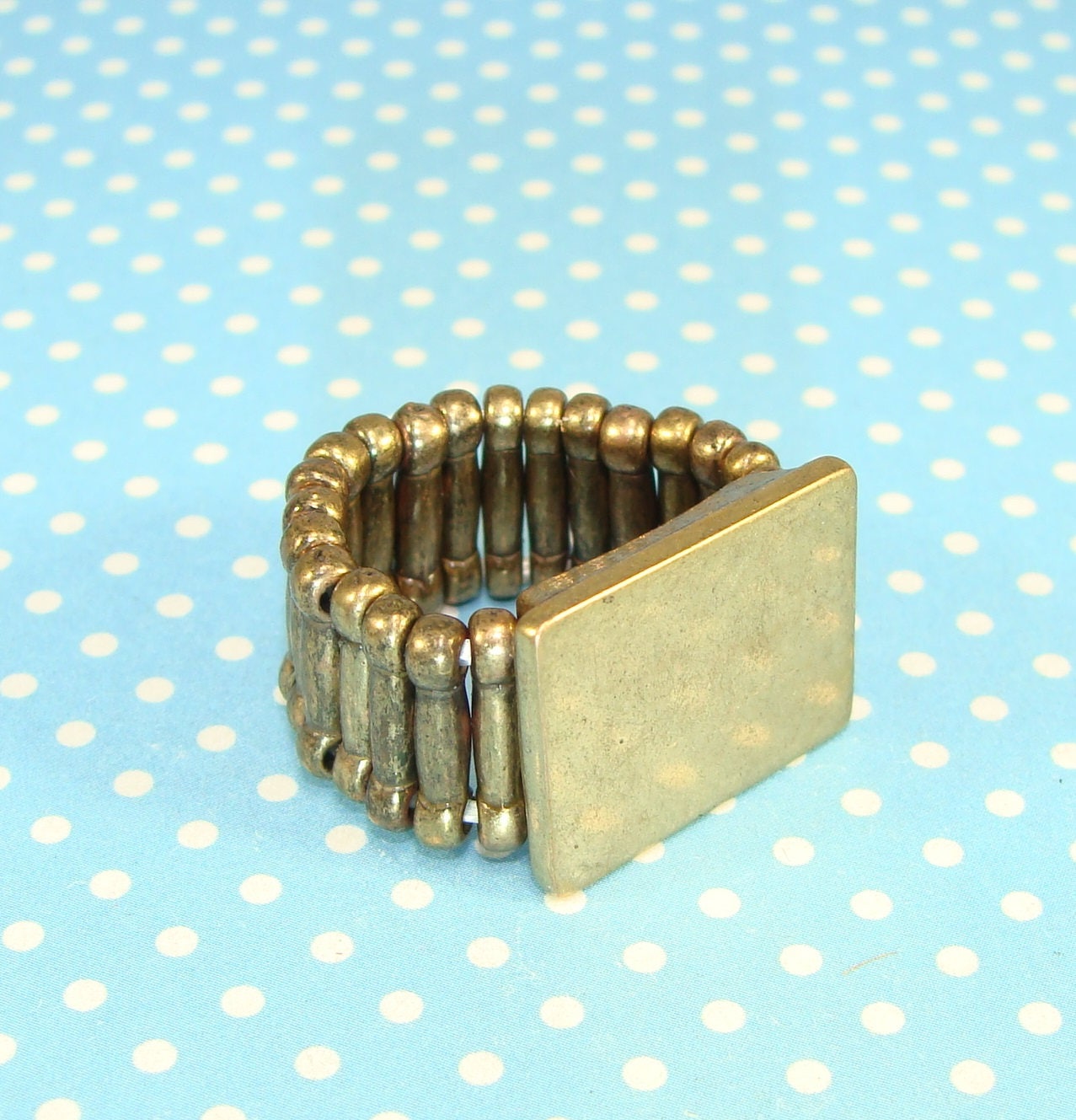Stretch Ring Blank Bronze with Flat Base Glue Beads Cabochon
