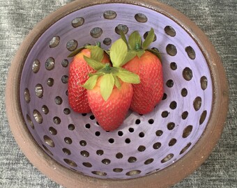 Ceramic Berry Bowl, Colander in Lavender