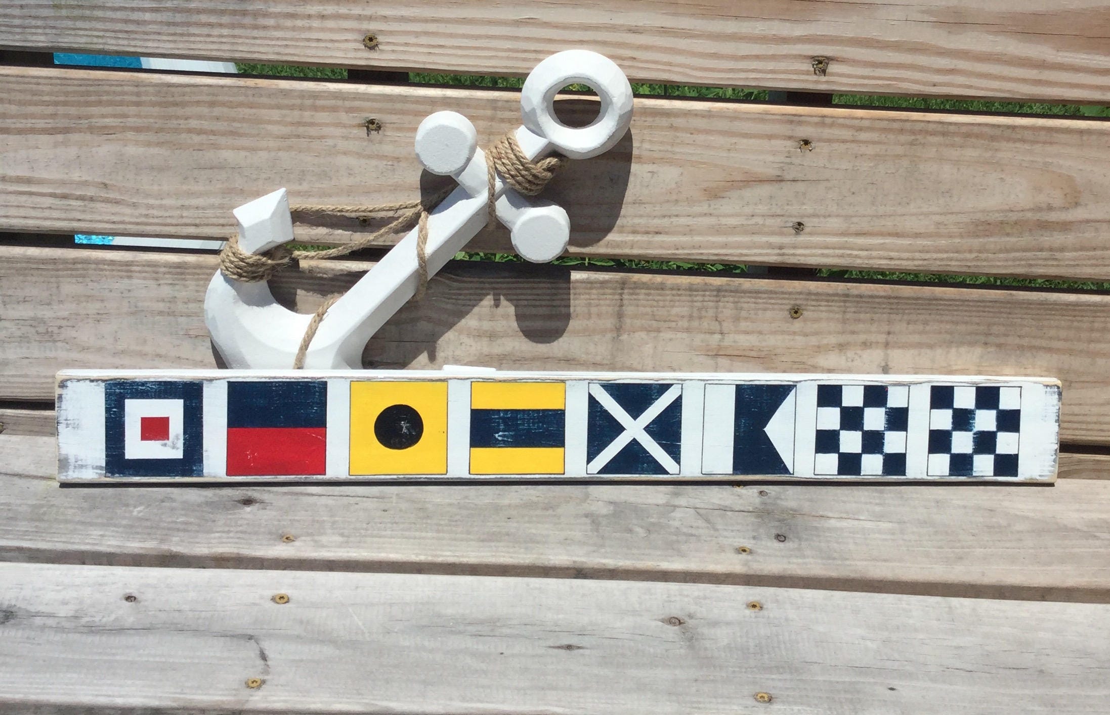 Nautical Sign Custom Code Flags Beach Coastal Decor Nautical