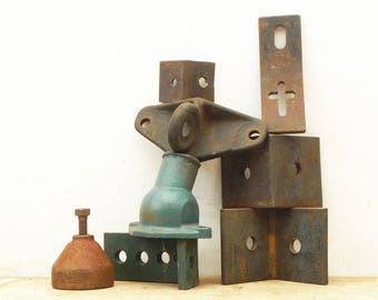 8 salvaged heavy found objects for your assemblage Steampunk project