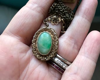 Jade gold pendant | Etsy