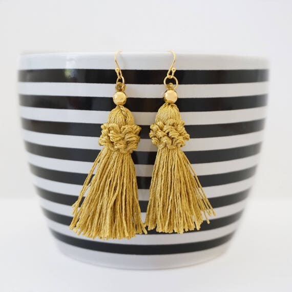Vintage Tassel Earrings 6 COLRS 14k Gold Small Tassel