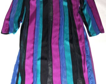 Gorge 80's Striped Sheer Silk Dress- Size M/L