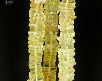 ON SALE Shaded Prehnite Heishi Cubes, Heishi Squares, Pale Green Shading to Yellow Green - Average 5mm - 4" strand
