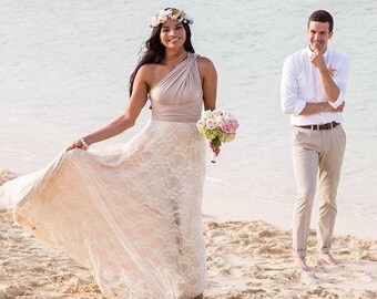 Lace or Chiffon Long Infinity Wrap Dress-Choose your Fabrics- Wedding Gown, Bridesmaids, Maternity, Etc.