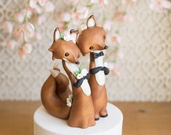 Red Fox Wedding Cake Topper by Bonjour Poupette