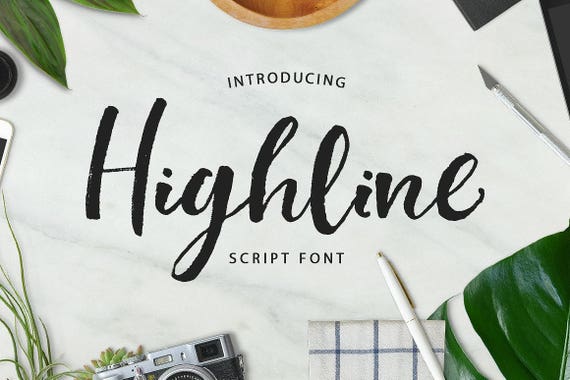 Digital Font Highline Script Font, Brush Wedding Font, Calligraphy, Signature Typeface, Hand Written font