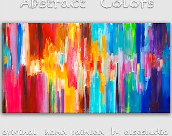 Sale Abstract Movement Art Painting, Original Texture wall Art, abstract oil painting, Multi colors Modern Home Decor, by Tim Lam 48" x 24"