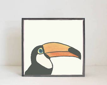 toucan bird tropical nursery prints- tropical decor- bird print- boho nursery- jungle nursery art block nursery decor redtilestudio