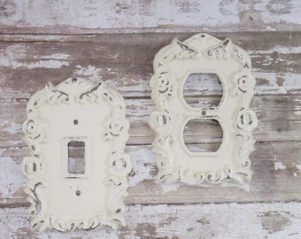 Outlet cover | Etsy - ON SALE CREAM / Light Outlet Cover / Outlet Cover Plate / Shabby Chic / Decorative  Outlet Switch Plate Cover / Your Choice Color