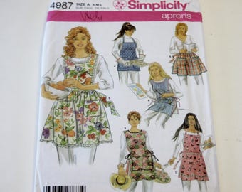 Simplicity 4987: Misses' Apron Pattern Sizes S,M,L (UNCUT)