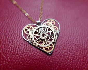 Mechanical Heart Necklace "Patmore" Elegant Steampunk Heart Pendant Industrial Organic Clockwork Gear Love Gift Wife Girlfriend Present