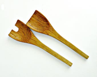 Vintage Salad Tossers Set, Danish Modern, Mid Century, Teak Wood Salad Tossers, Dansk Salad Tossers.