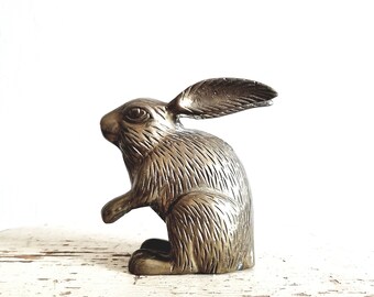 Vintage Brass Bunny Rabbit // Solid Brass