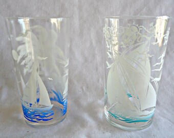 2 Swanky Swigs Sailboats Vintage