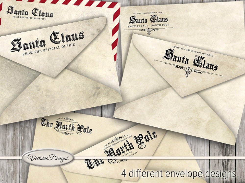 Official Santa Claus Envelopes printable Christmas wish list