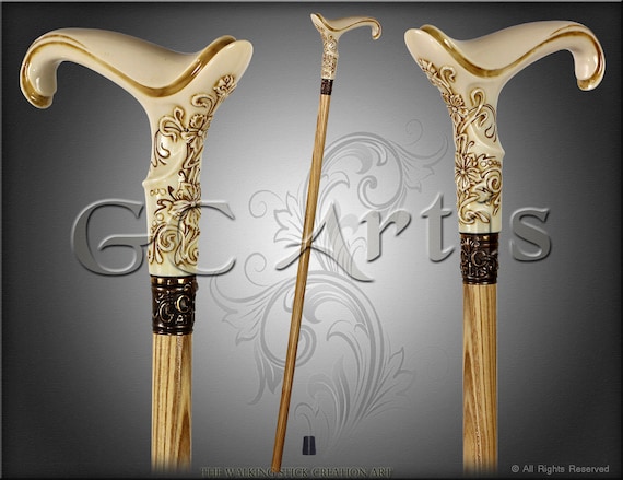 Elegant Fashion Ladies Female Ivory Color Walking Stick Cane 6682