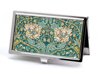 Victorian style William Morris Business Card Case, Floral Credit Card Case, Retro Credit Card Holder, Vintage Morris Honeysuckle Print