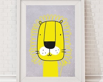 Mustard Yellow Lion Print - Gus