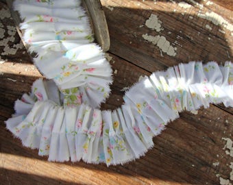 Vintage Prairie Rose Handmade Ruffle Ribbon Trim