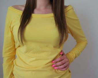 Woven Back Long Sleve Shirt - Banana Marshmallow (Size M)