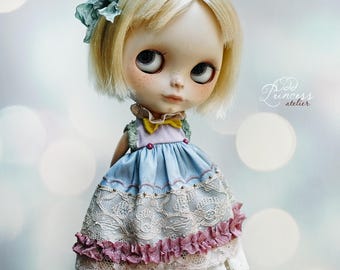 MIDNIGHT TALES Collection, Lilac-Blue Silk Blythe/Pullip/Imda2.6 Dress By Odd Princess, Vintage Collection