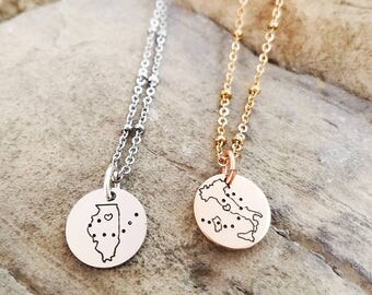 Best Friend Necklaces - Long Distance Friendship Jewelry -Best Friend Gift - States Necklaces - Long Distance Friendship Necklace