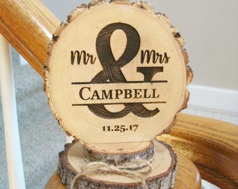 Wedding Cake Topper, Mr & Mrs Cake Topper, Rustic Wood Cake Top, Personalized Cake Topper, Engraved Topper, Wooden Cake Top, Custom Topper