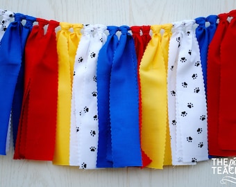 Paw Patrol Fabric Bunting - FREE Shipping - Paw Patrol Bunting - Paw Patrol Garland - Paw Patrol Party Banner - Paw Patrol Party