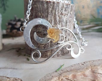 Swirly Silver Citrine Bracelet - Crystal Elvish Witch Wiccan