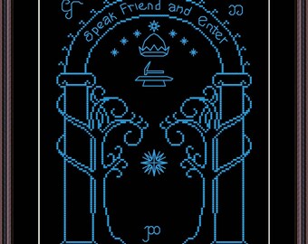 Lord of the Rings Doors of Durin / Gates of Moria / Elven Door cross stitch pattern Instant Download PDF - Speak Friend and Enter .