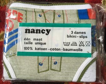 Vintage 70's cotton bikini panties by Nancy unused burlesque sissy