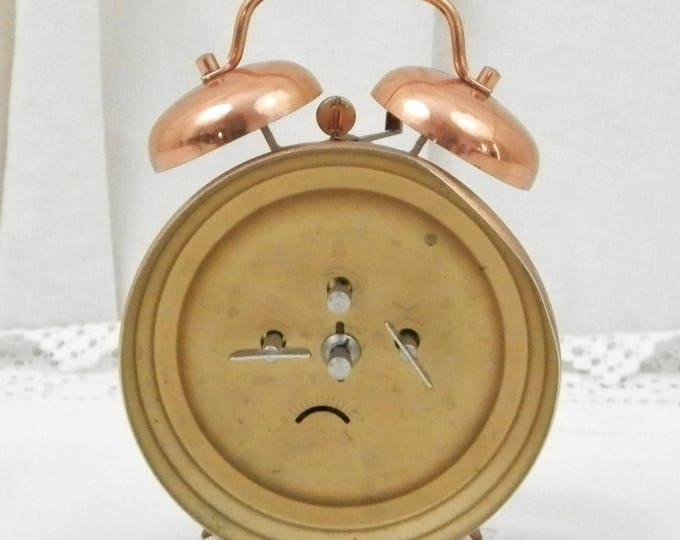 Working Vintage Two Bell Copper Mid Century Kiple Mechanical Alarm Clock, 1960s Retro Wind-up Bedroom Clock, Ticking Clock, Home Interior