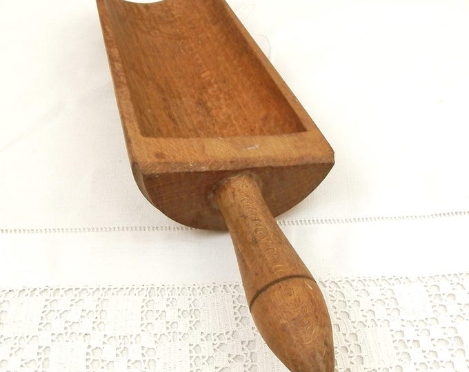 Large Antique Wooden Baker's Flour Scoop, French Farmhouse Kitchen Decor, Retro Cottage Kichenalia, Grain Scoop, Vintage Kitchen Utensil