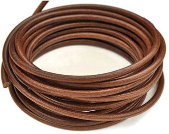 5MM Round Leather Cord - Whisky Brown - 2ft/24"