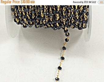 40% OFF 1 Foot Mystic Black Spinel 3mm Faceted Gold Plated Wire Wrapped Chain -CHGS17-MS