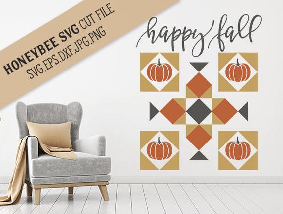 Download Happy Fall Barn Quilt svg eps dxf jpg png cut file for