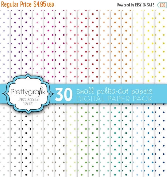 80% OFF SALE 30 polka dot digital paper, commercial use, scrapbook papers, background - PS580 Il_570xn