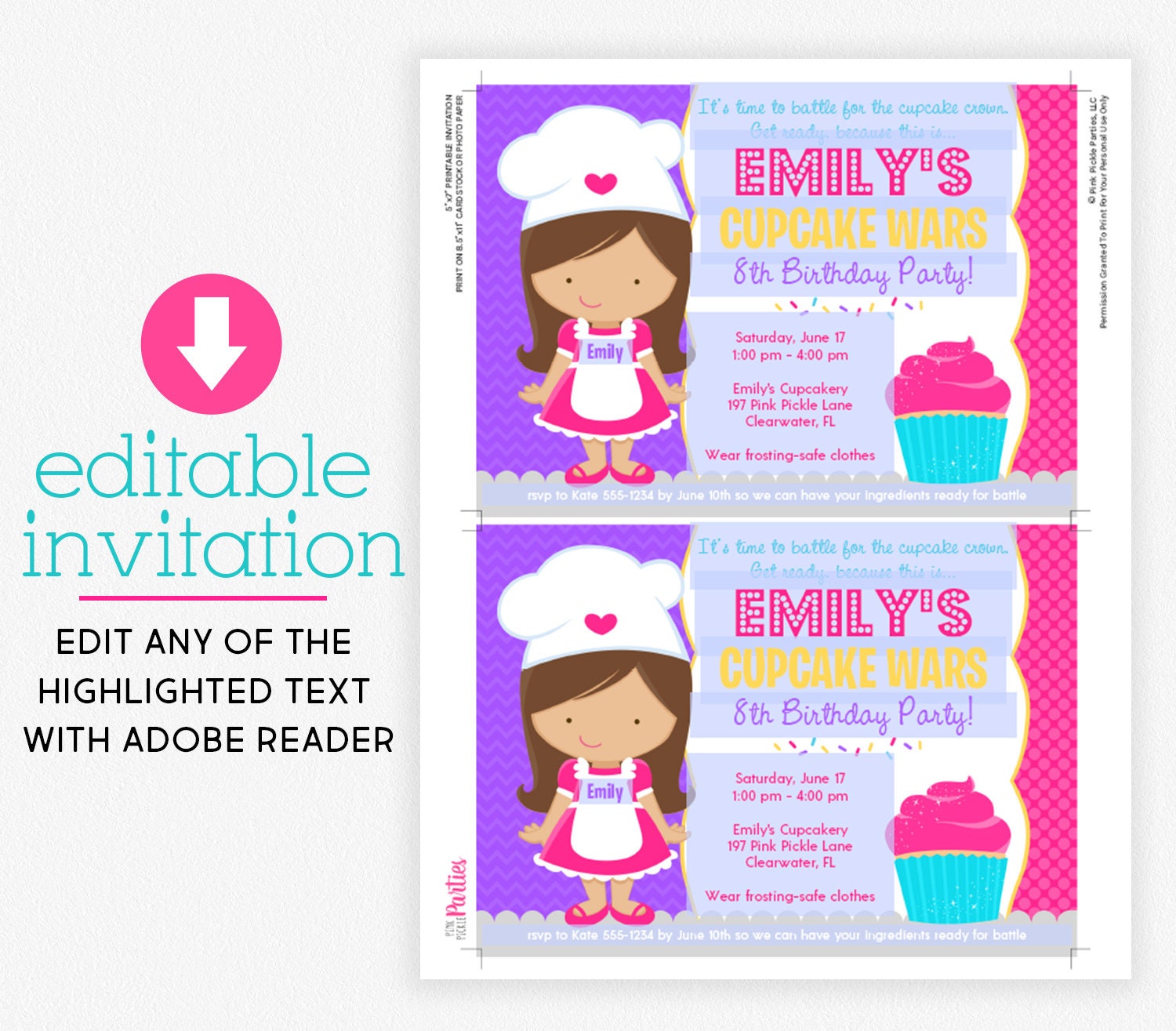 Cupcake Invitation Cupcake Birthday Invitation Cupcake