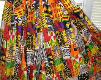 Handmade African patchwork skirt/ One size fits most / Women's African Skirt/ African print Skirt/ African Maxi Skirt