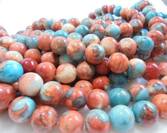 38 beads, semi-precious stones, Fossil, Ø 1cm