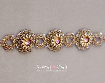Superduo Tutorial - Beaded Bracelet - Superduo Pattern - Swarovski 14 mm Rivoli Bracelet - Digital Download