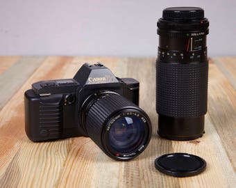 Film Camera Canon T70. SLR camera.Vintage Camera. Tokina Lenses 35/105mm and 80-200. Film Camera.Working Film Camera. Tested with film.