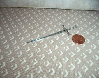 1:12 scale Dollhouse Miniature ornate metal sword (silver color)