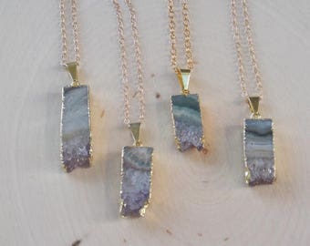 Raw Amethyst Necklace, Raw Amethyst Necklace, Amethyst Necklace, Amethyst Slice Necklace, Raw Amethyst, Amethyst Slice, Amethyst Jewelry