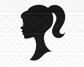 Barbie Head Silhouette SVG & PNG Cut File for Silhouette Cameo/Portrait and Cricut Explore DIY Craft Cutters