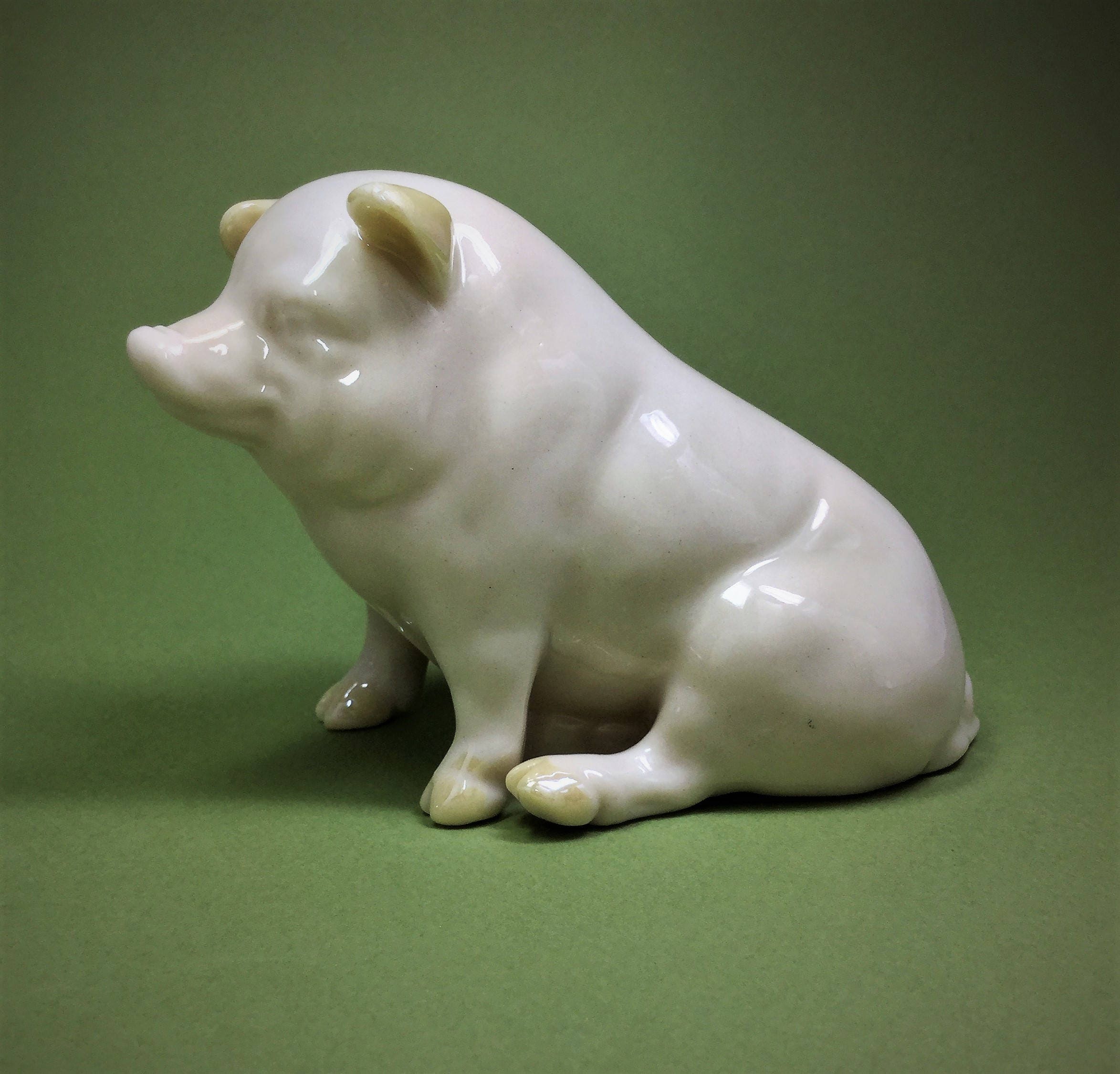 BELLEEK Large Pig Figurine Vintage Irish Porcelain 6th Mark