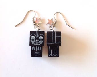 Earrings Wooden Dolls "Hulk"- Hand-made